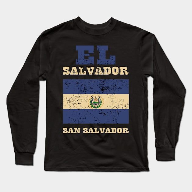 Flag of El Salvador Long Sleeve T-Shirt by KewaleeTee